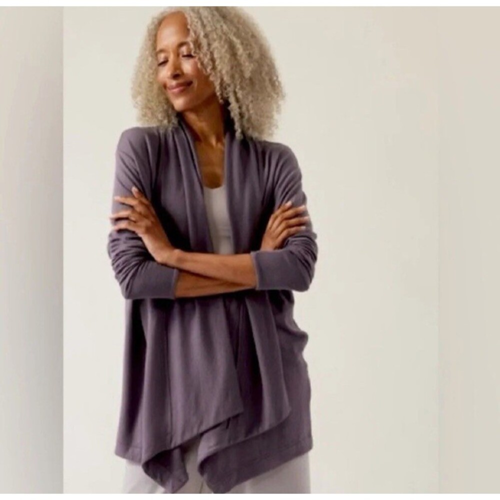 Athleta Women’s Pranayama Restore Wrap Open Cardigan Large Tall Purple